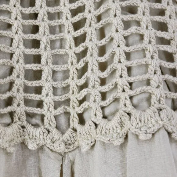 Chaudry KC Womens Bohemian Maxi Skirt Beige Cotton Blend Crochet Waist Size S - Picture 7 of 15